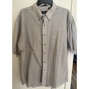 Van Heusen~Short Sleeve Dress Shirt Plaid~ Men's Size XL 17-17-1/2